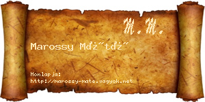 Marossy Máté névjegykártya